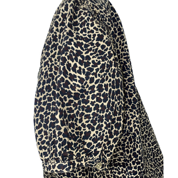 J CREW Size 2X Women Puff Sleeve Animal Print Top Blouse - Picture 3 of 9